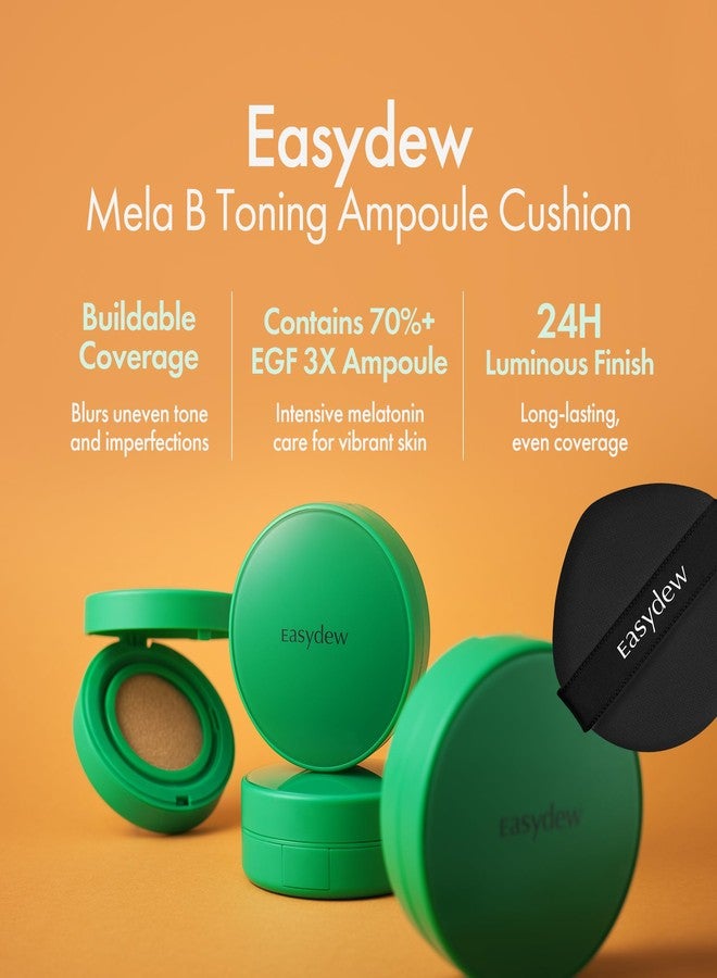Easydew Mela B Toning Ampoule Cushion Refill - 2-in-1 Korean Skin Care & Face Beauty Makeup - Age-Defying Full Coverage Cushion Foundation with Niacinamide & Hyaluron-Vital C 0.45 oz (#21 Beige) - Image 2